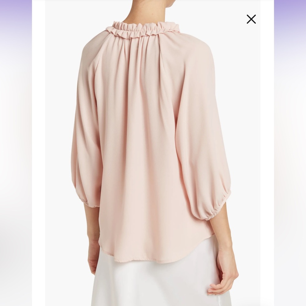 Nwot Solid Ruffle Notched Neck Top - image 2